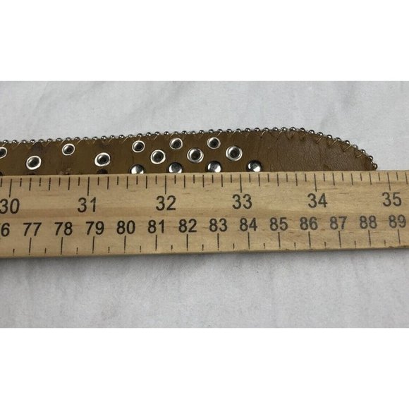 Taylor Brands leather studded Belt Woman Rhinestones Pink Peace and love buckle - Picture 5 of 6